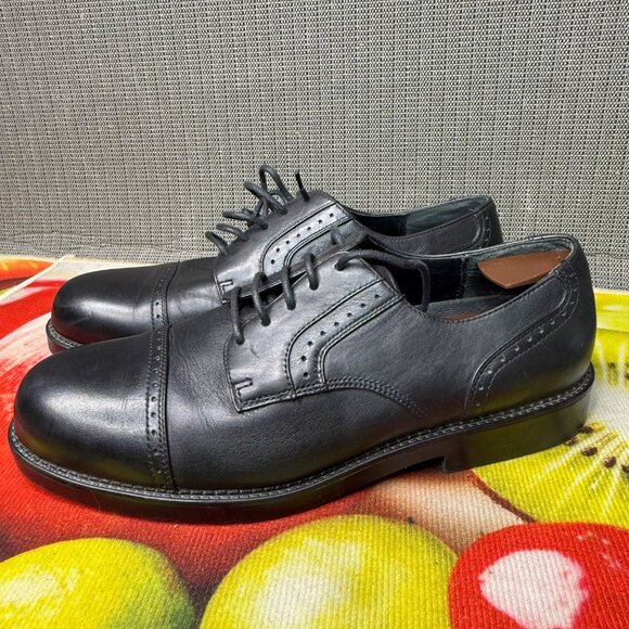 Nunn Bush Mens Size 13M Black Leather Oxford Lace-Up Cap Toe Dress Shoes - Picture 1 of 8